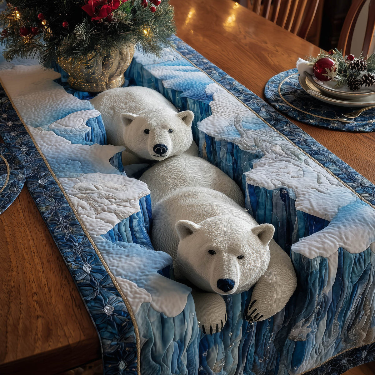 Polar Bear Resting on Ice Table Runner
