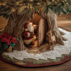 Santa and the Deer at the Hollow Christmas Tree Skirt