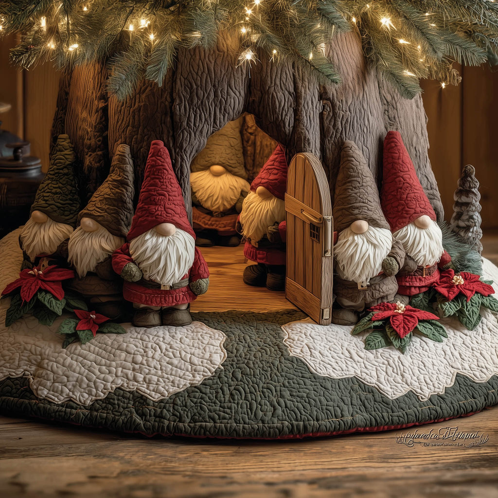 Gnome Gathering Christmas Tree Skirt