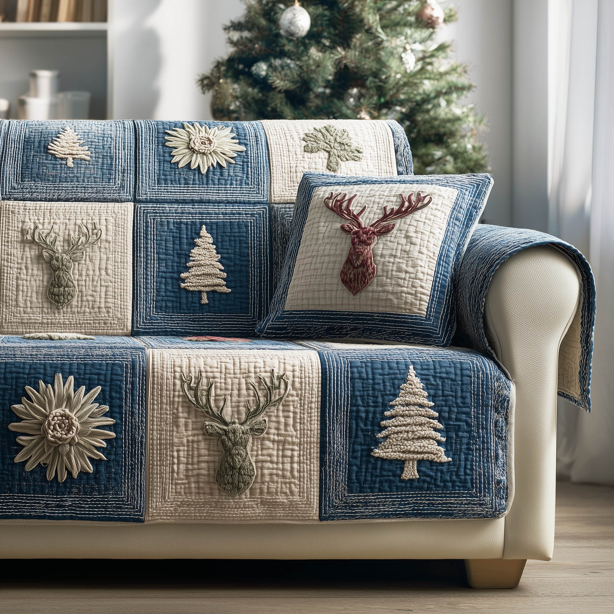 Festive Deer Sofa Cover
