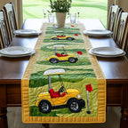 Yellow Cart with Red Flags Table Runner