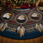 Bald Eagles in Feathered Medallions Christmas Tree Skirt