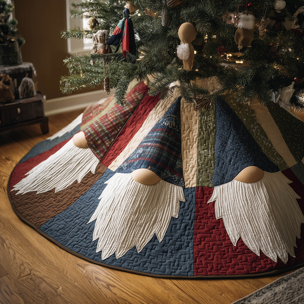 Gnome Beard Patch Panels Christmas Tree Skirt