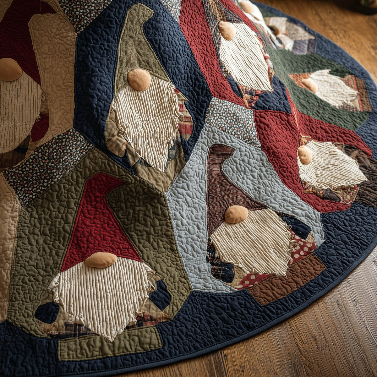 Gnome Patch Fan in Mustard Christmas Tree Skirt