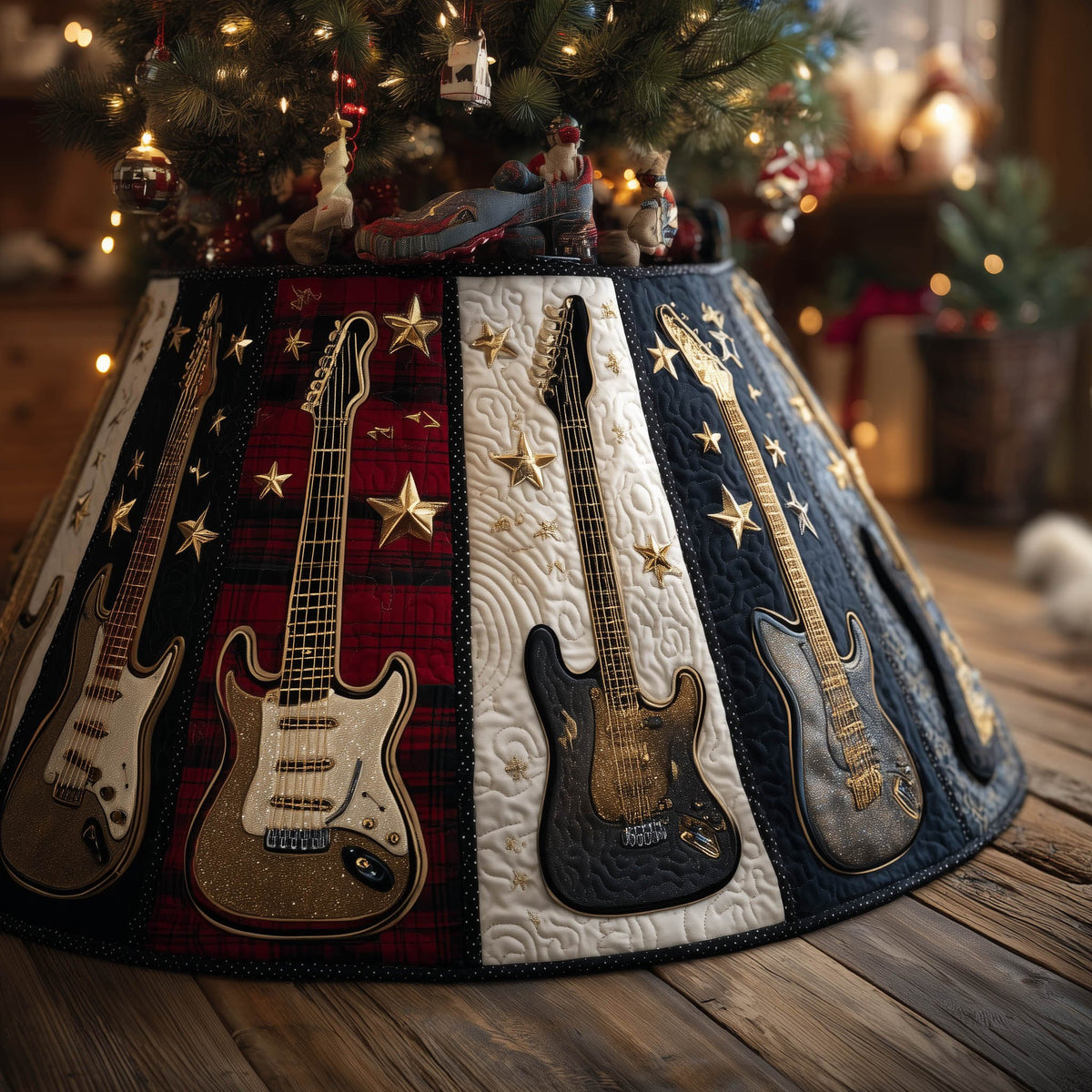 Melodic Guitar Christmas Tree Skirt