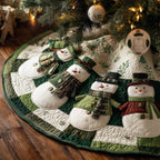 Snowmen in Green Scarves Christmas Tree Skirt