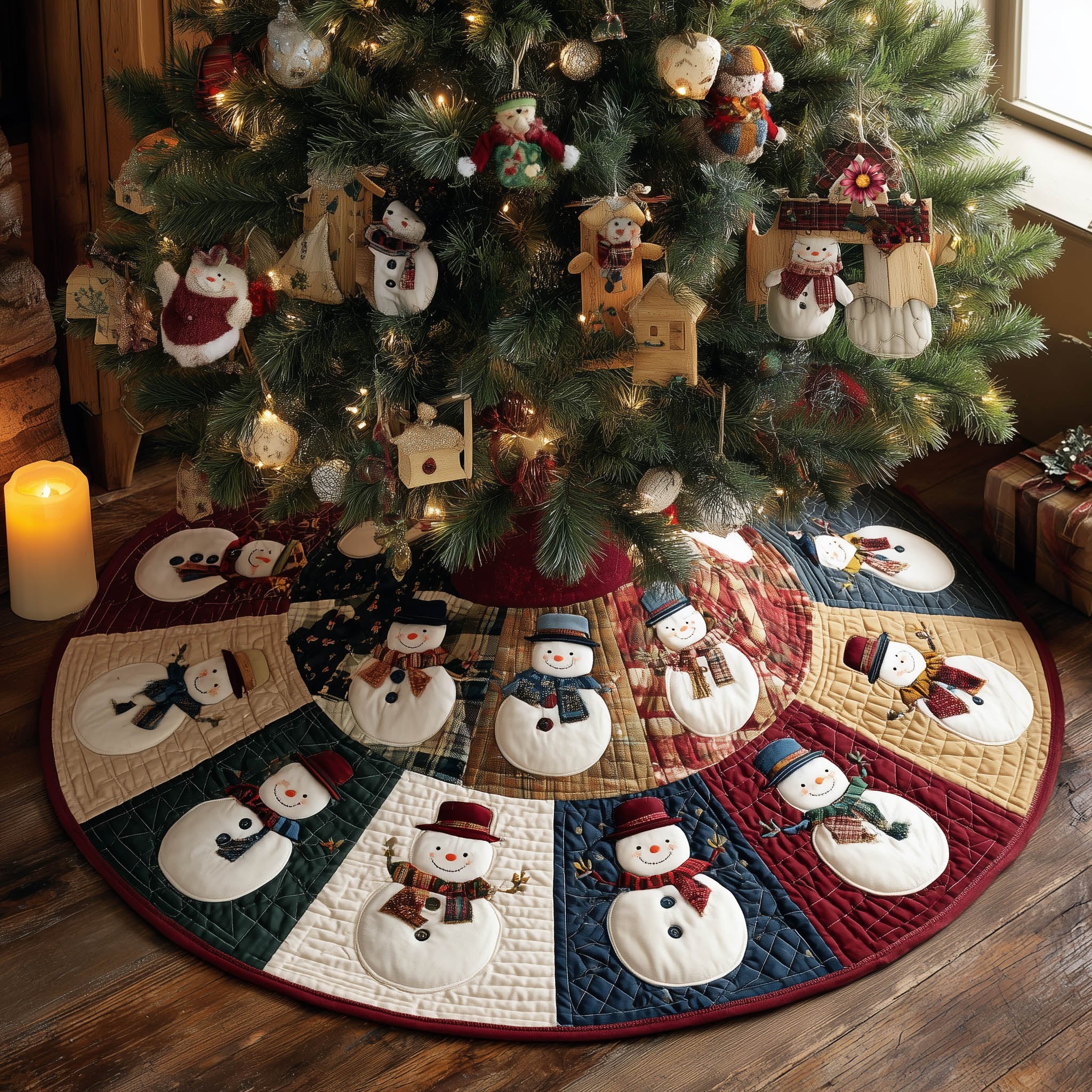 Snowman Wedge Sampler Christmas Tree Skirt