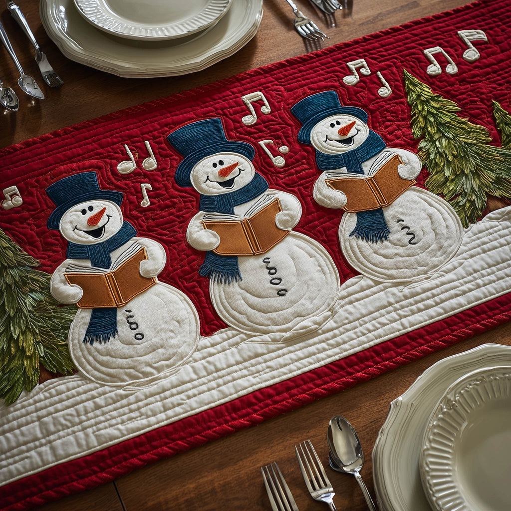 Singing Snowmen with Music Notes Table Runner