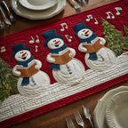 Singing Snowmen with Music Notes Table Runner