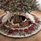 Sleigh in the Poinsettia Ring Christmas Tree Skirt