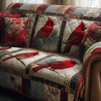 Cardinal on the Pine Branch in Cream Sofa Cover