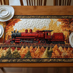 Red Locomotive with Fall Foliage Table Runner