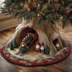 Train and Gnomes in the Tunnel Christmas Tree Skirt
