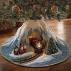 Train in the White Mountain Tunnel Christmas Tree Skirt