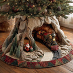 Train and Santa in the Tree Tunnel Christmas Tree Skirt