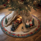 Toy Train at the Gnome Hollow Christmas Tree Skirt