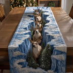 Deer Herd in Snowy Ravine Table Runner