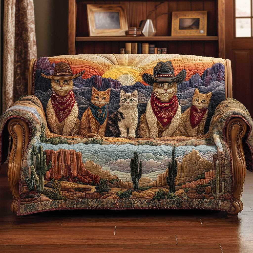 Cats and Cactus at Desert Sunset Sofa Cover