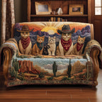 Cats and Cactus at Desert Sunset Sofa Cover