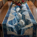 Arctic Foxes on Blue Ice Table Runner