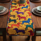 Colorful Dachshunds on Yellow Panel Table Runner