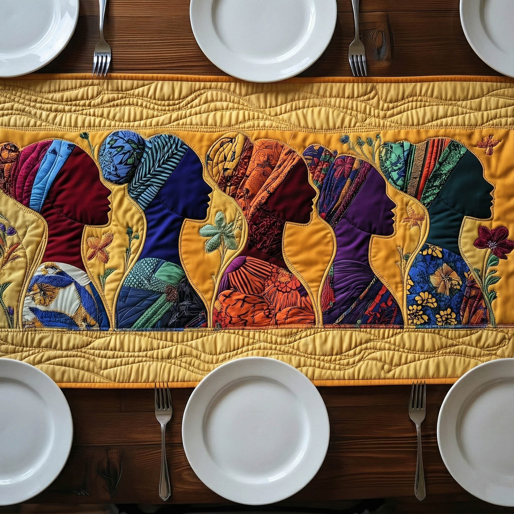 Rows of Women in Headscarves Table Runner
