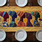 Rows of Women in Headscarves Table Runner