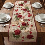 Red Roses with Love Letters Table Runner