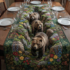 Bear on Flowering Rocky Hillside Table Runner