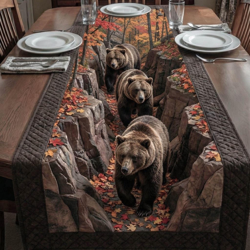 Two Bears on Red Rock Cliff Table Runner