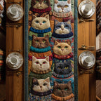 Cats in Columns with Stripes Table Runner