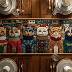 Cats in Patterned Jumpers Table Runner