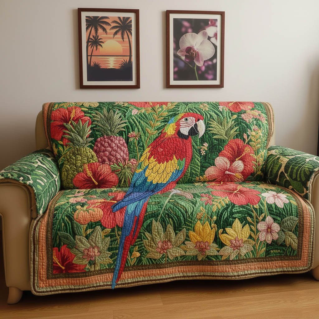 Macaws in the Tropical Jungle Sofa Cover