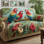 Parrots on the Hibiscus Branch Sofa Cover