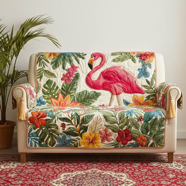 Flamingo in the Tropical Garden Sofa Cover