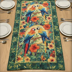 Two Parrots with Orange Blossoms Table Runner