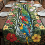 Parrots with Hibiscus and Waterfall Table Runner