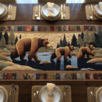 Bear Family Fishing in Stream Table Runner