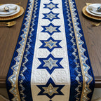 Navy Stars on White Panel Table Runner