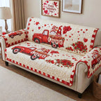 Red Truck Carrying Love and Hearts Sofa Cover