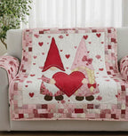 Pink Gnome Holding a Big Heart Sofa Cover
