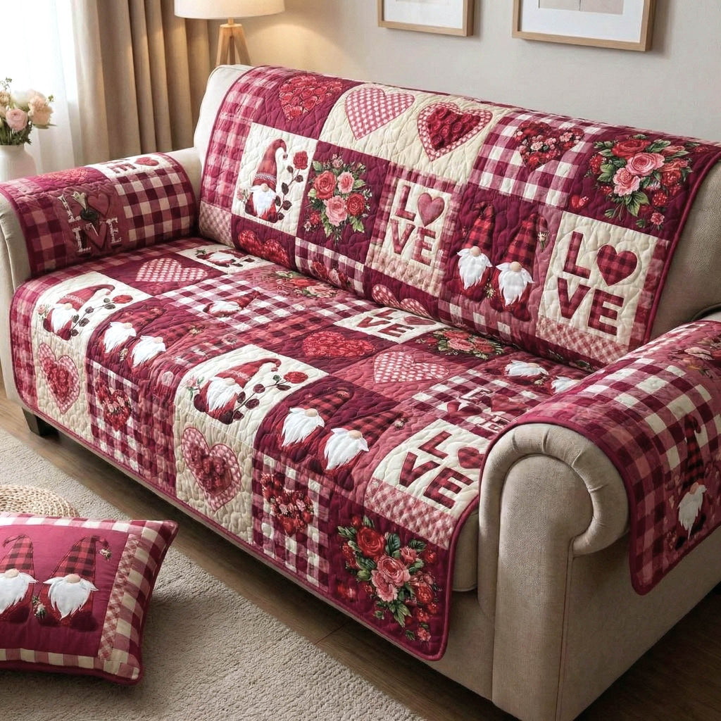 Love Blocks in Pink and Rose Floral Sofa Cover
