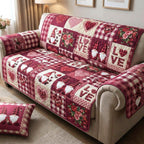Love Blocks in Pink and Rose Floral Sofa Cover
