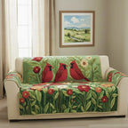 Cardinals Among Green Foliage Sofa Cover