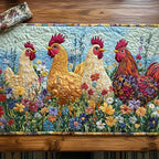 Golden Hens in a Wildflower Meadow Table Runner