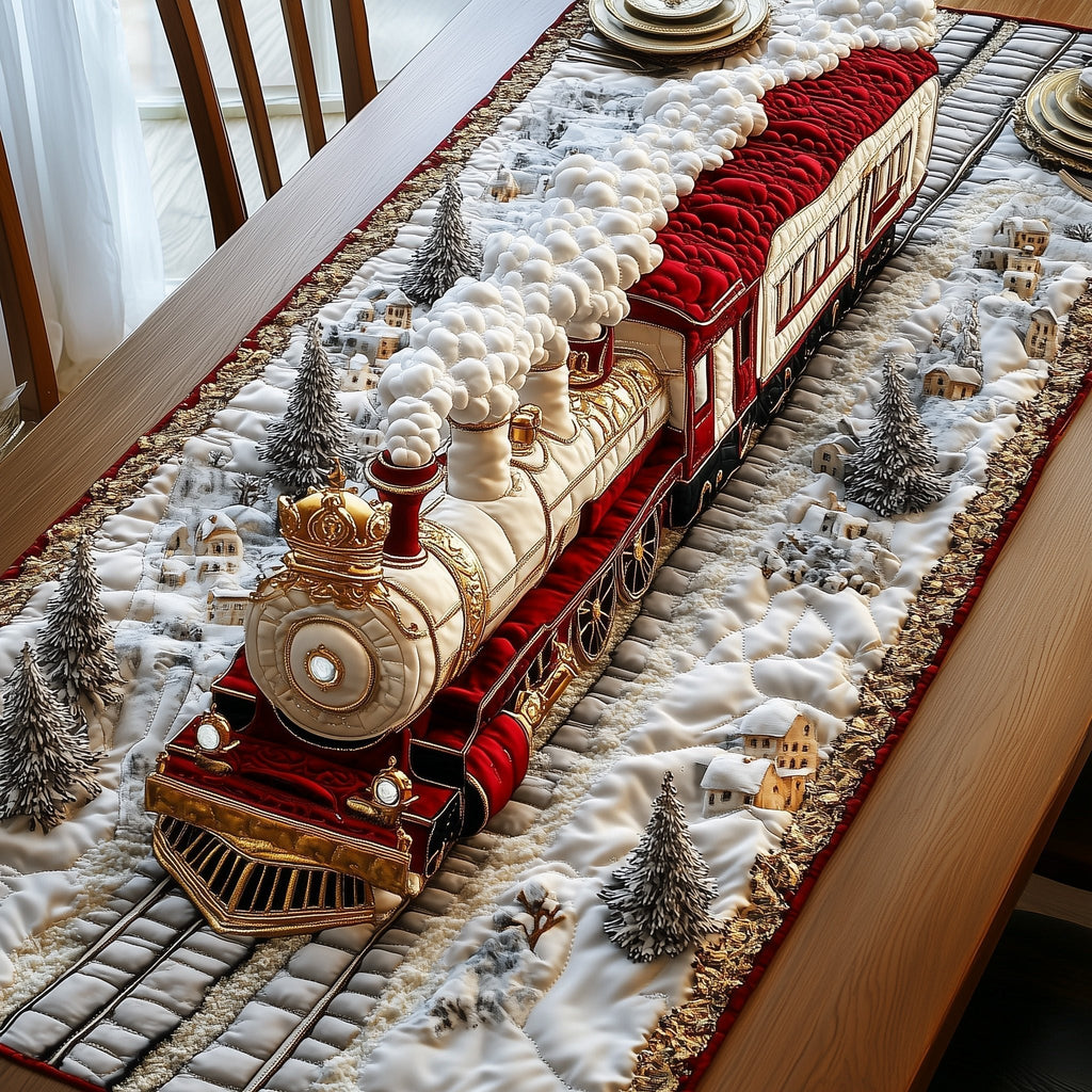Steam Train Through Snow Drifts Table Runner