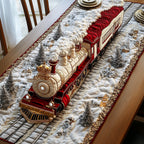 Steam Train Through Snow Drifts Table Runner