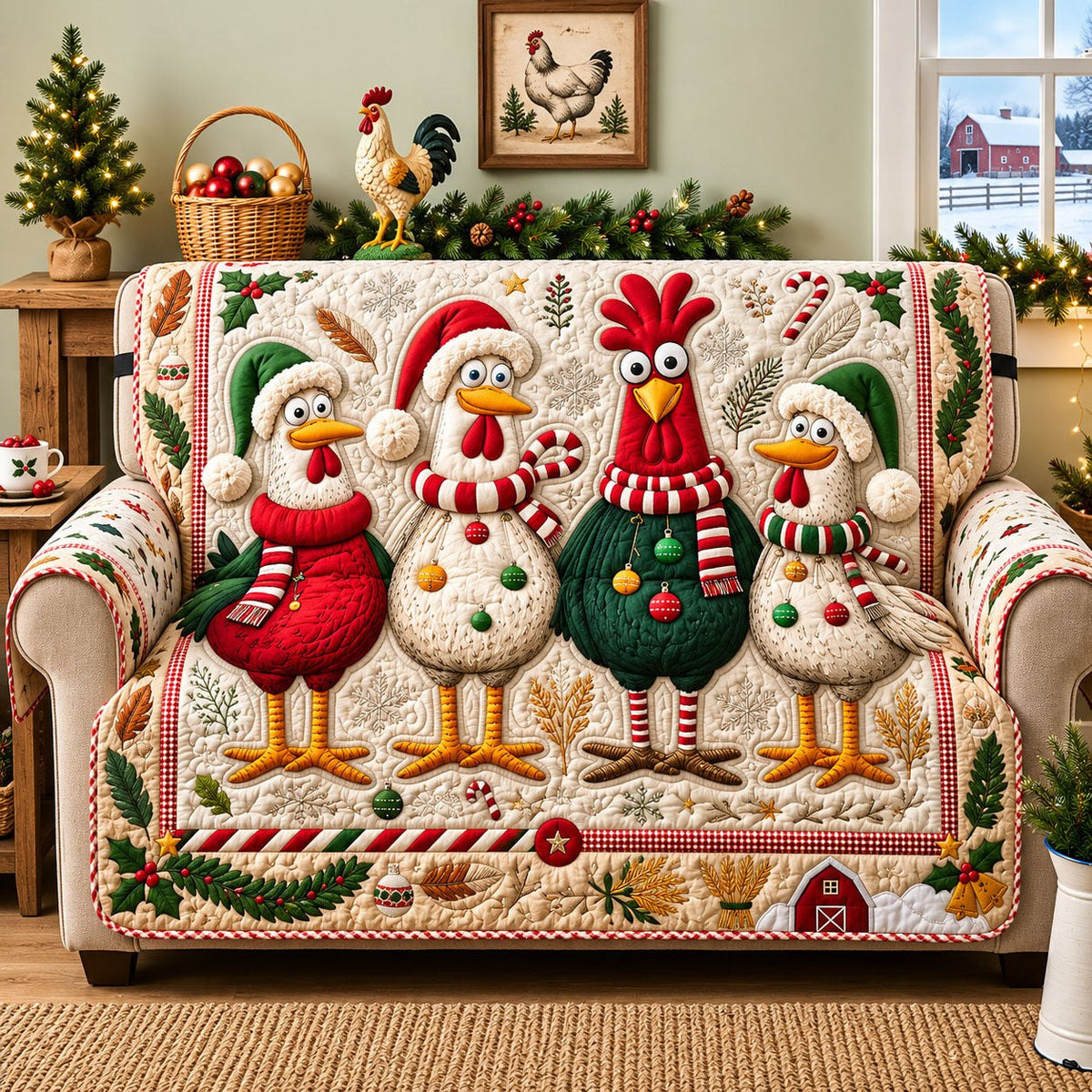Christmas Chicken Sofa Cover