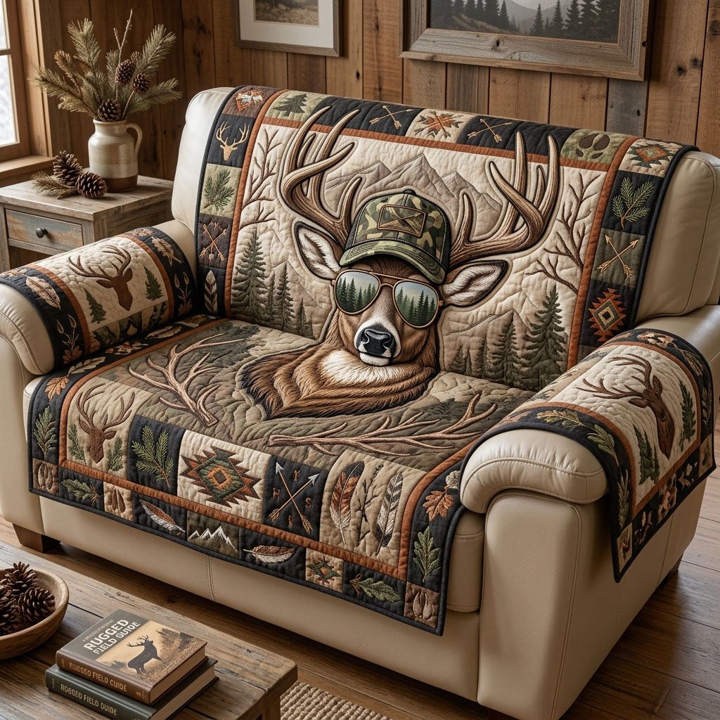 Buck in a Camouflage Cap Sofa Cover
