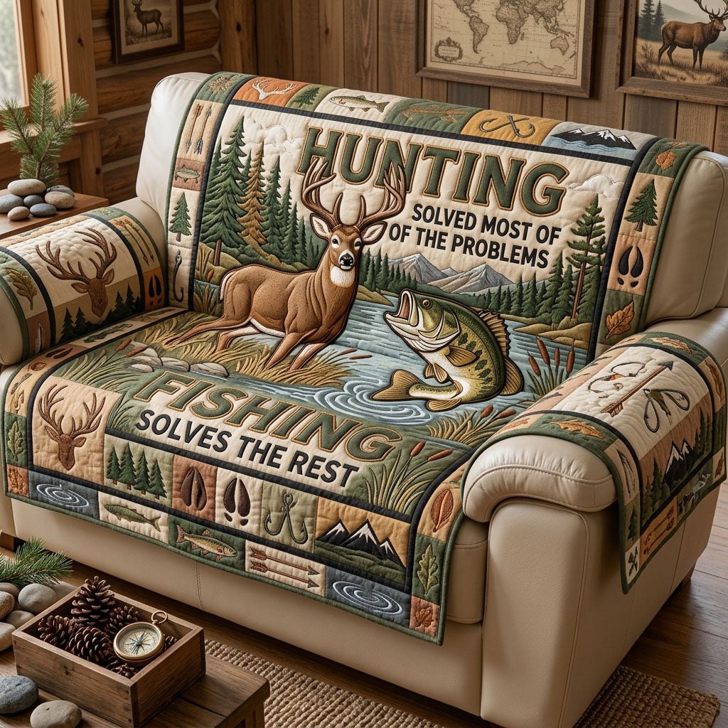 Hunting Solved Most of the Problems Fishing Solves the Rest Sofa Cover